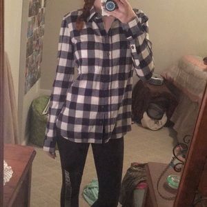 navy blue and pink button down plaid shirt